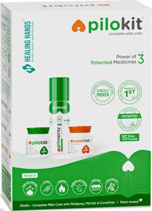 Healing Hands PiloKit Piles Care Kit 15-Day| Patented 3 Medicines- PiloSpray PiloTab ConstiTab