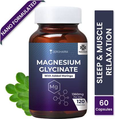 ZEROHARM Magnesium Glycinate-1360mg for Muscle Support & Nerve Function, Improves sleep.