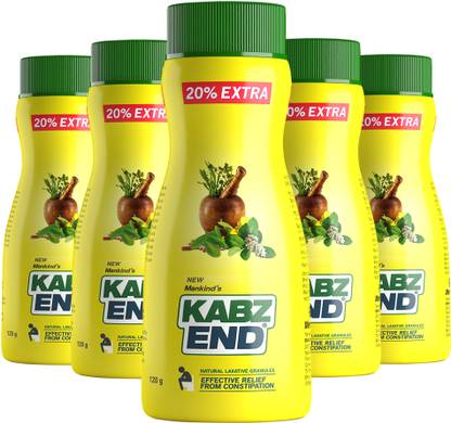 MANKIND'S KABZ END Ayurvedic Constipation Relief Granules|Relieves Gas, Acidity & Bloating|120g x 5