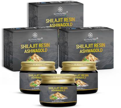 Nutriherbs Shilajit Resin Gold with Ashwagandha (Ashwagold) for Stress Relief & Stamina