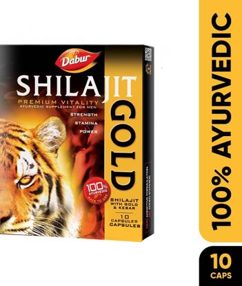 Dabur Shilajit Gold | Premium Vitality | Ayurvedic Supplement for Men | 10 Capsules