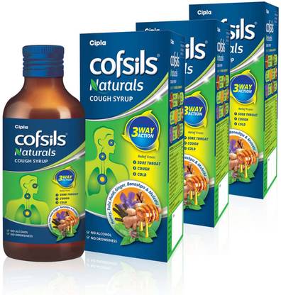 Cipla Naturals Cough Syrup | Relief from Cough, Sore throat & Cold |