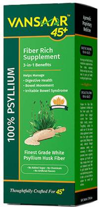 VANSAAR 45+ Isabgol Fiber Rich Supplement |Single Blend Psyllium Husk for Digestion– 90g