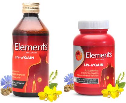 Elements Wellness Liv-a Gain Liquid And capsule combo Ayurvedic