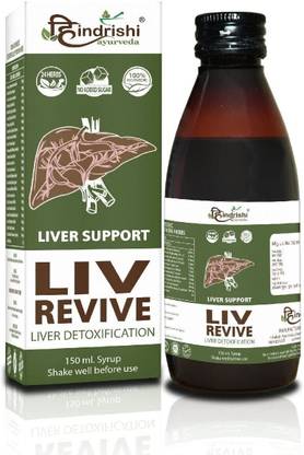 Hindrishi Ayurveda Liv-Revive Syrup for Total Liver Detox, Fatty Liver , Gastric issues, Alcohol Toxicity, Weak Liver , Jaundice , Indigestion ,Constipation Pack of 1 Bottle