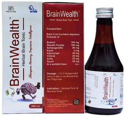 arlak Ayurveda Brain Wealth Capsuls and syrup Combo.