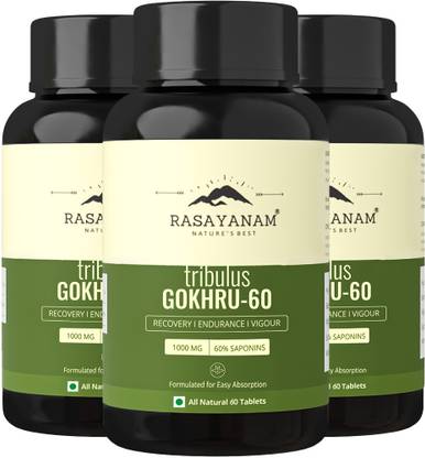 Rasayanam Gokhru-60 Gokshura Tablets 1000mg | Ultra High Concentrated 60% Saponins