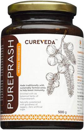 Cureveda Pureprash Sugarfree Chyawanprash, Immunity Booster with Jaggery & Kesar - 500gm