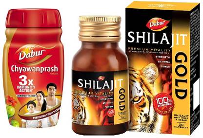 Dabur Chyawanprash – 950g & Shilajit Gold-20 Cap. Immunity, Strength and for Stamina