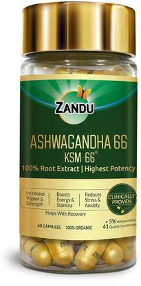 ZANDU Ashwagandha 66 | Clinically Proven 100% Root Extract for Maximum Potency