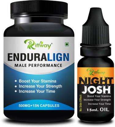 Riffway Enduralign. Formula & Night Josh Massage Oil Stamina Capsule Combo For Men
