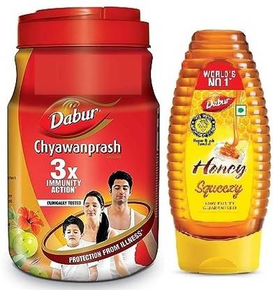 Dabur Chywanprash 2kg, 3X immunity Booster 100% with 225g Honey Squeezy