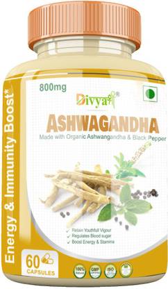 Divya Shree Ashwagandha Capsule For Stamina Booster, Stress Relief 800Mg Capsule