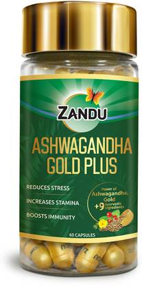 ZANDU Ashwagandha Gold Plus:Reduces Stress, Increases Stamina & Enhances Immunity
