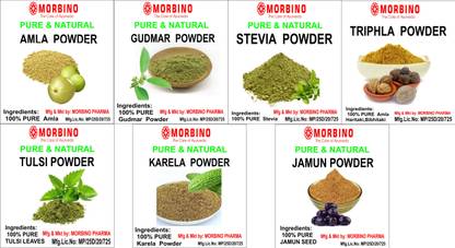 morbino Tulsi,Stevia,Karela,,Jamun,Triphla,Amla,Gudmar, Powder For Manage Blood Sugar