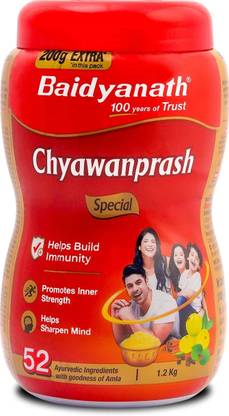 Baidyanath Chyawanprash Special | Ayurvedic Immunity Booster | for Adults and Elders, Builds Energy, Strength and Stamina | 200 Gram Extra with