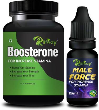 Riffway Boosterone. Formula & Male Force Massage Oil Stamina Capsule Combo For Men