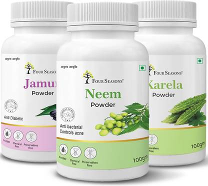 Four Seasons Neem Karela Jamun Seed Powder for Maintain Blood Sugar Levels - 300g (100g each)