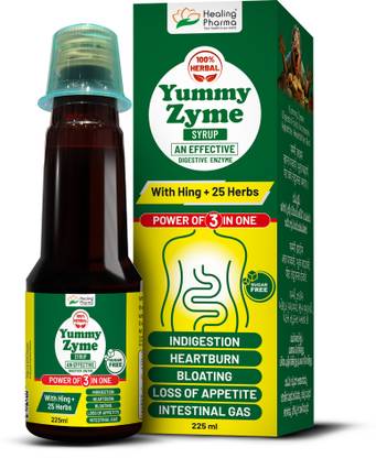 healing pharma Yummy Zyme Ayurvedic Digestive Enzymes Syrup Sugar Free, 225ml