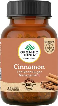 ORGANIC INDIA Cinnamon 60 Capsules Bottle