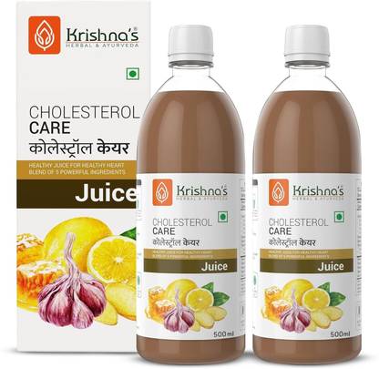 Krishna's Herbal & Ayurveda Cholesterol Care Juice | Helps Controlling Cholesterol | Boosts Metabolism | Improves Heart Functions | Pack of 2 | 500 ml Each