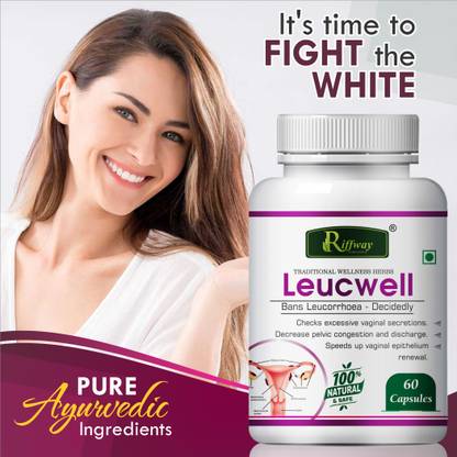 Riffway Leucewell Organic Tablets White Discharge Capsule For Delay Periods