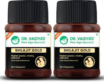DR. VAIDYA'S Shilajit Gold - 100 % Ayurvedic Capsules for Increased Performance, Strength, Stamina and Power With 21 Herbs