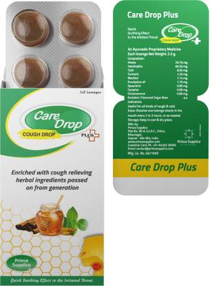 Care Drop Multi Herb Ayurvedic Lozenges I 80 Lozenges, Relieves cough I Soothes the throat