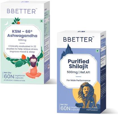 BBETTER Ksm 66 Ashwagandha And Shilajit (100% Organic) (Strength Combo), Capsule