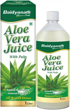 Baidyanath 99.6% Pure Aloe Vera Juice (with Pulp)- No Added Sugar | Source of Natural Nutrients, Boosts Immunity & Digestion, Rejuvenates Skin and Hair | For Complete All-Around Detox |