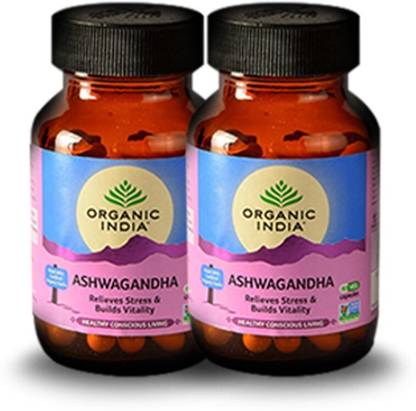 ORGANIC INDIA Ashwagandha 60 Capsules Bottle- (Pack Of 2)