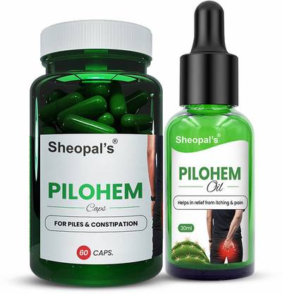 Sheopals Pilohem Capsules & Pilohem Oil For Fast Relief From Piles ,Bavasir, Itching