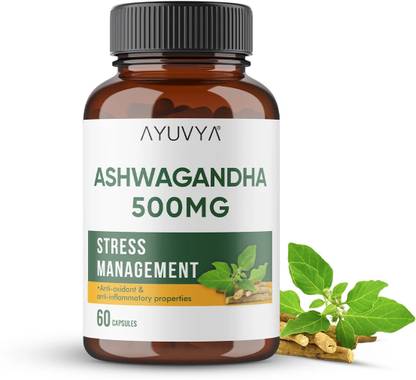 Ayuvya Ashwagandha Capsules, Relieve Stress, Boost Energy, & Support Immunity & Sleep