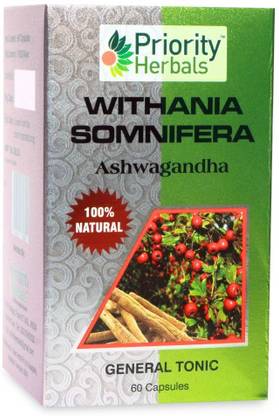 Priority Herbals Ashwagandha (Withania somnifera) capsules for Immunity