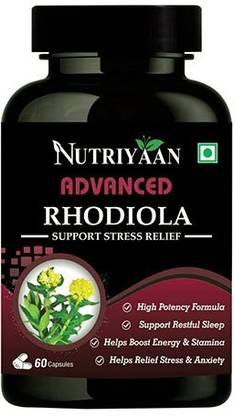 nutriyaan Rhodiola Rosea Root Extract 500mg | Non-GMO, Gluten Free Supplement, 60 Capsules