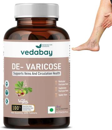 Vedabay Varicose Veins Tablets 500 Mg for Reducing Pain and Swelling in Legs 60 Tablets
