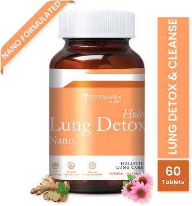 ZEROHARM Lung Detox Supplements- Cleans Tar & Phlegm - 60 Tablets