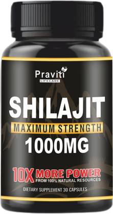 PRAVITI Real Power Shilajit Capsules 1000mg for Men | Energy, Strength & Stamina Booster