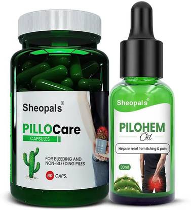 Sheopals Pillocare Capsules & Pilohem Oil For Managing Piles, Itching And Constipation