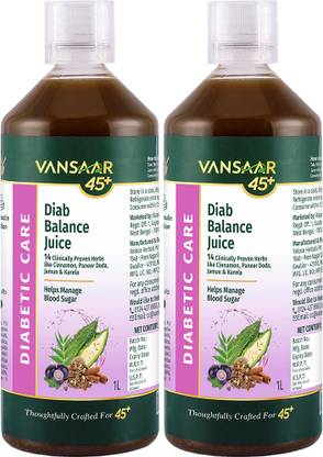 VANSAAR 45+ Diab Balance Ayurvedic Juice Manage Blood Sugar |14 Clinically Proven Herbs
