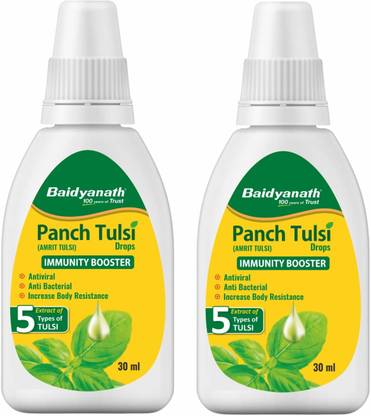 Baidyanath Panch (Amrit) Tulsi Drops, Natural Immunity Booster and Powerful Cough & Cold Relief Drops | Antiviral, Antibacterial, Increases body resistance |