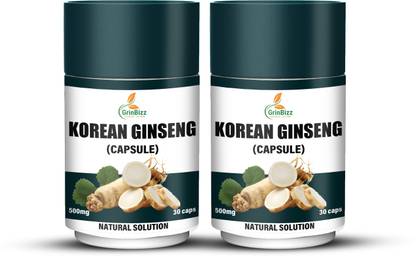 grinbizz Korean Ginseng Capsule Enhance Memory Power/Improves Focus/Stamina Booster