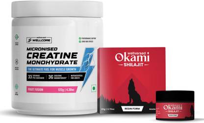 Wellversed Okami Shilajit Resin (20g) + Wellcore Creatine (122g, Fruit Fusion)