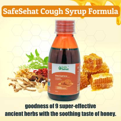 SafeSehat Ayurvedic Cough Syrup|Non-drowsy, with Honey , Zero Added Sugar 100ml