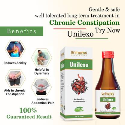 Uniherbs Unilexo Syrup for Constipation | Digestion Supplement for Gas & Acidity 200 ML