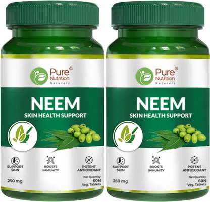 Pure Nutrition Neem Tablets 100% Natural Support for Skin, Immunity, and Digestion - 60 Tablets