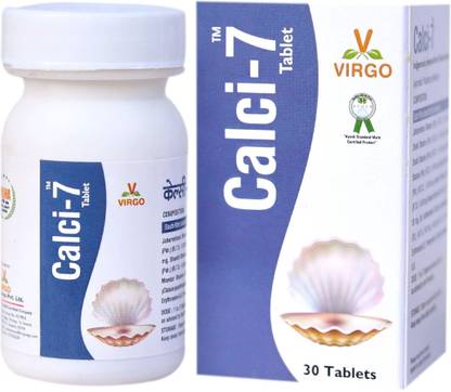 Virgo Calci-7 Tablets : Natural Calcium Supplement, Strengthens Bones (60 Tablets)