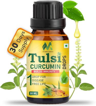 my herbal remedies Tulsi Curcumin Supplement Drops Concentrated Extract of 5 Rare Tulsi 40ml