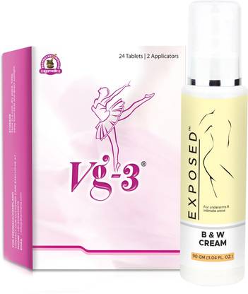Dharmani's International Vg 3 Tablets and B & W Cream | Brightening & Whitening | For Women (Combo Pack)