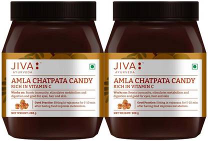 JIVA Amla Chatpata Candy for All Age Groups, Rich In Dietary Fibres 200g (Pack of 2)